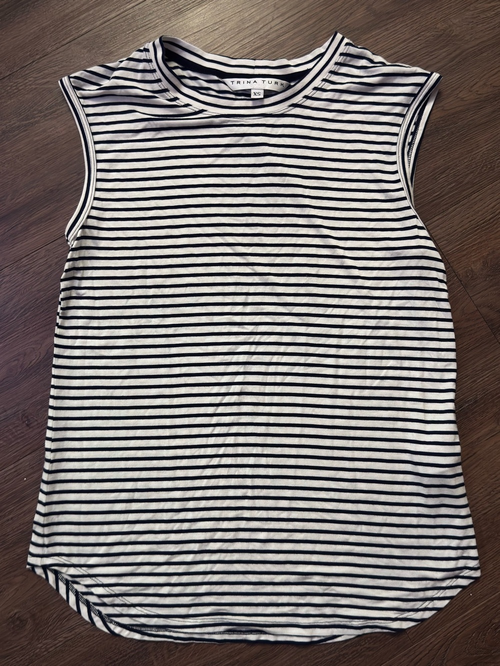 Trina Turk Navy & White Striped Sleeveless Tee